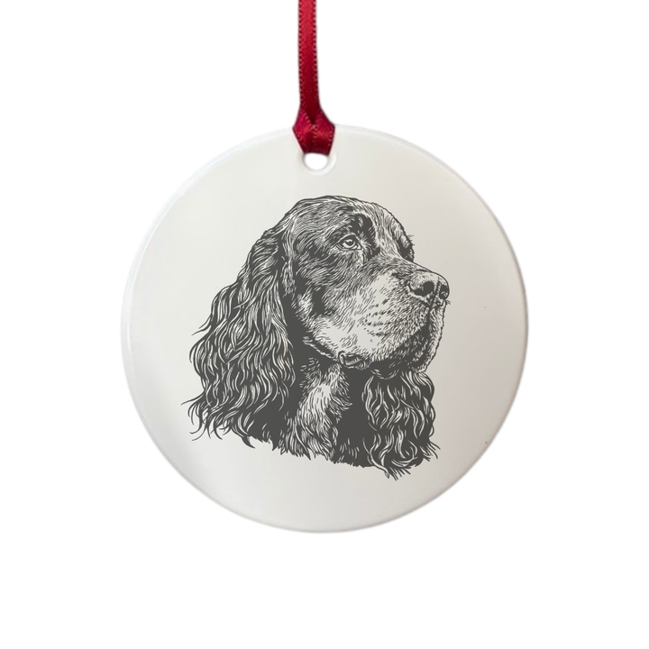 Personalised Gordon Setter Face Engraved White Acrylic Decoration