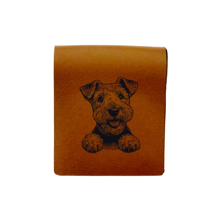 Lakeland Terrier Paws Engraved Genuine Leather Magnetic Bookmark
