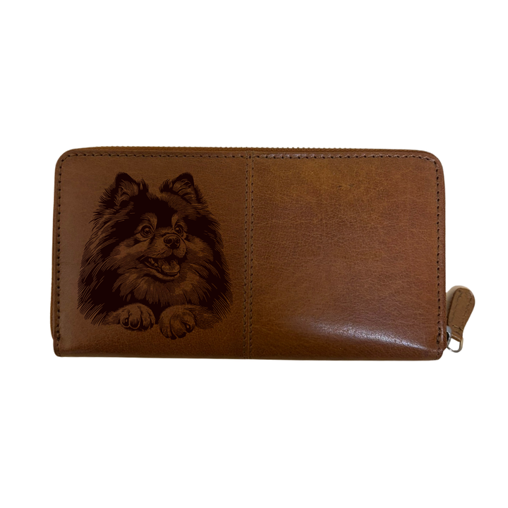 German Spitz Paws Engraved Large Leather Purse