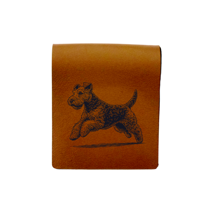 Lakeland Terrier Running Engraved Genuine Leather Magnetic Bookmark
