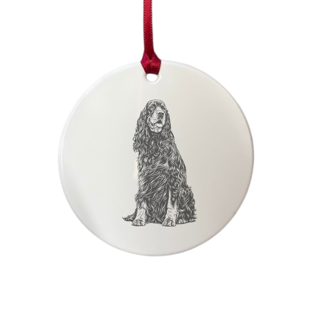 Personalised Gordon Setter Sitting Engraved White Acrylic Decoration