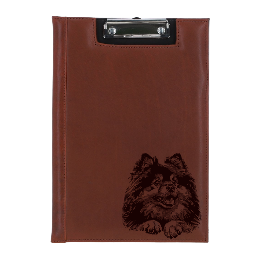 German Spitz Paws Engraved Leather Clipboard