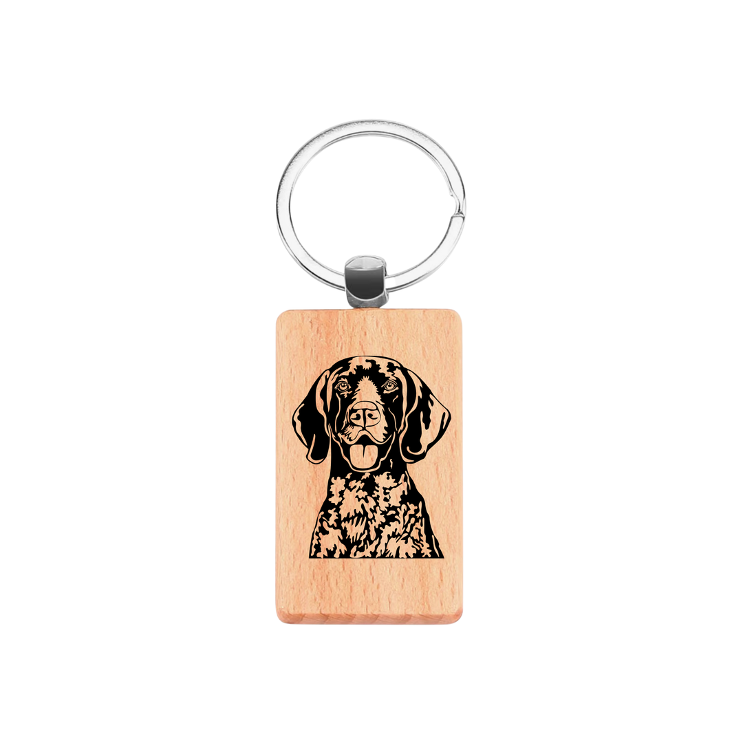 German Shorthaired Pointer Engraved Rectangle Wooden Keyring