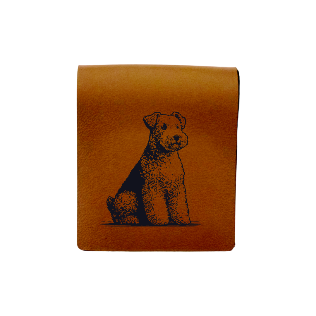 Lakeland Terrier Sitting Engraved Genuine Leather Magnetic Bookmark