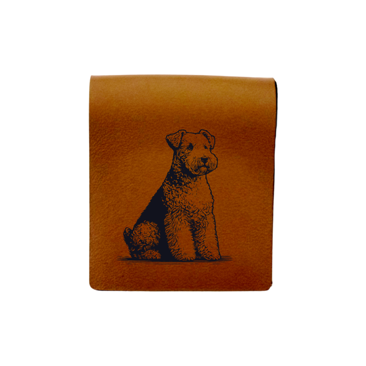 Lakeland Terrier Sitting Engraved Genuine Leather Magnetic Bookmark