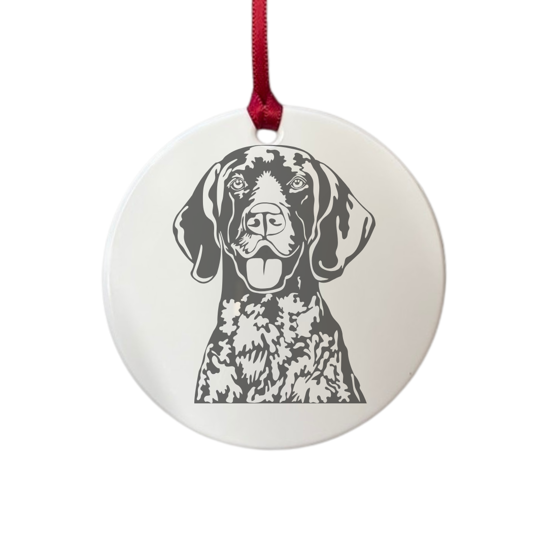 Personalised German Shorthaired Pointer Face Engraved White Acrylic Decoration