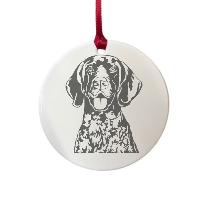 Personalised German Shorthaired Pointer Face Engraved White Acrylic Decoration
