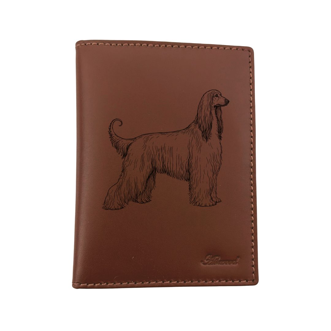 Afghan Hound Standing Engraved Leather Passport Cover