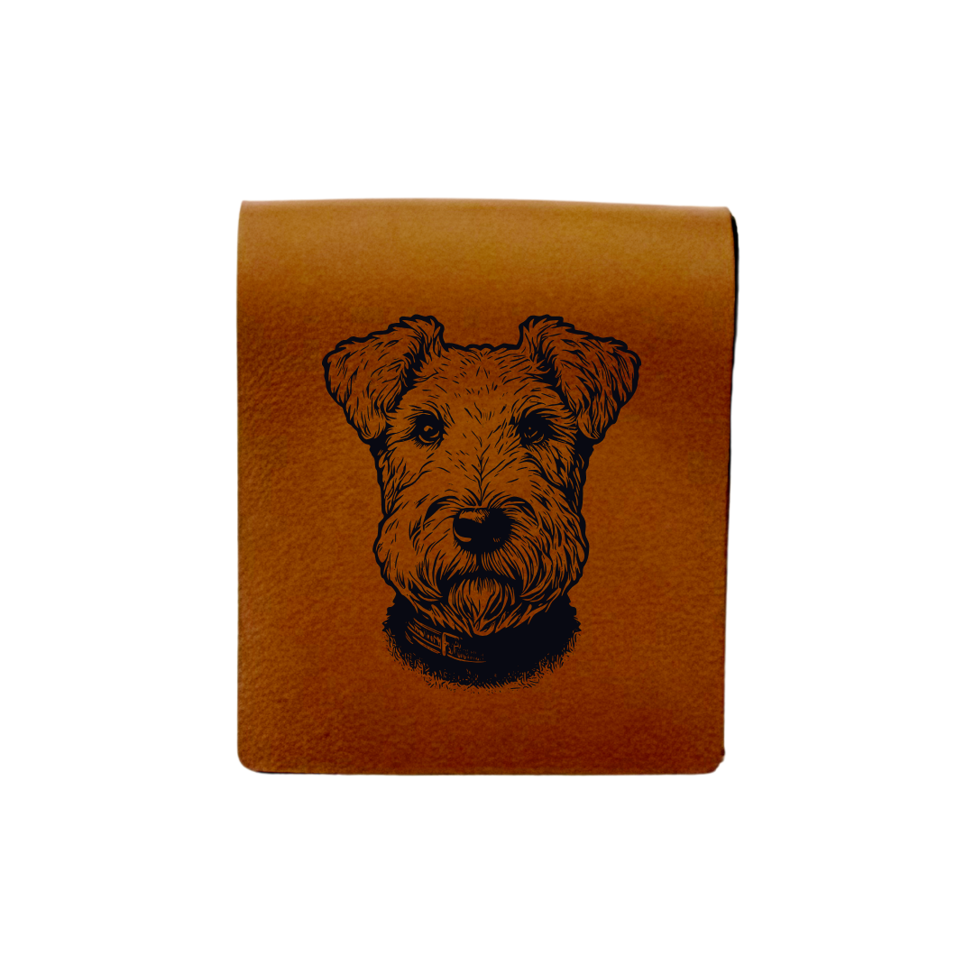Lakeland Terrier Face Engraved Genuine Leather Magnetic Bookmark