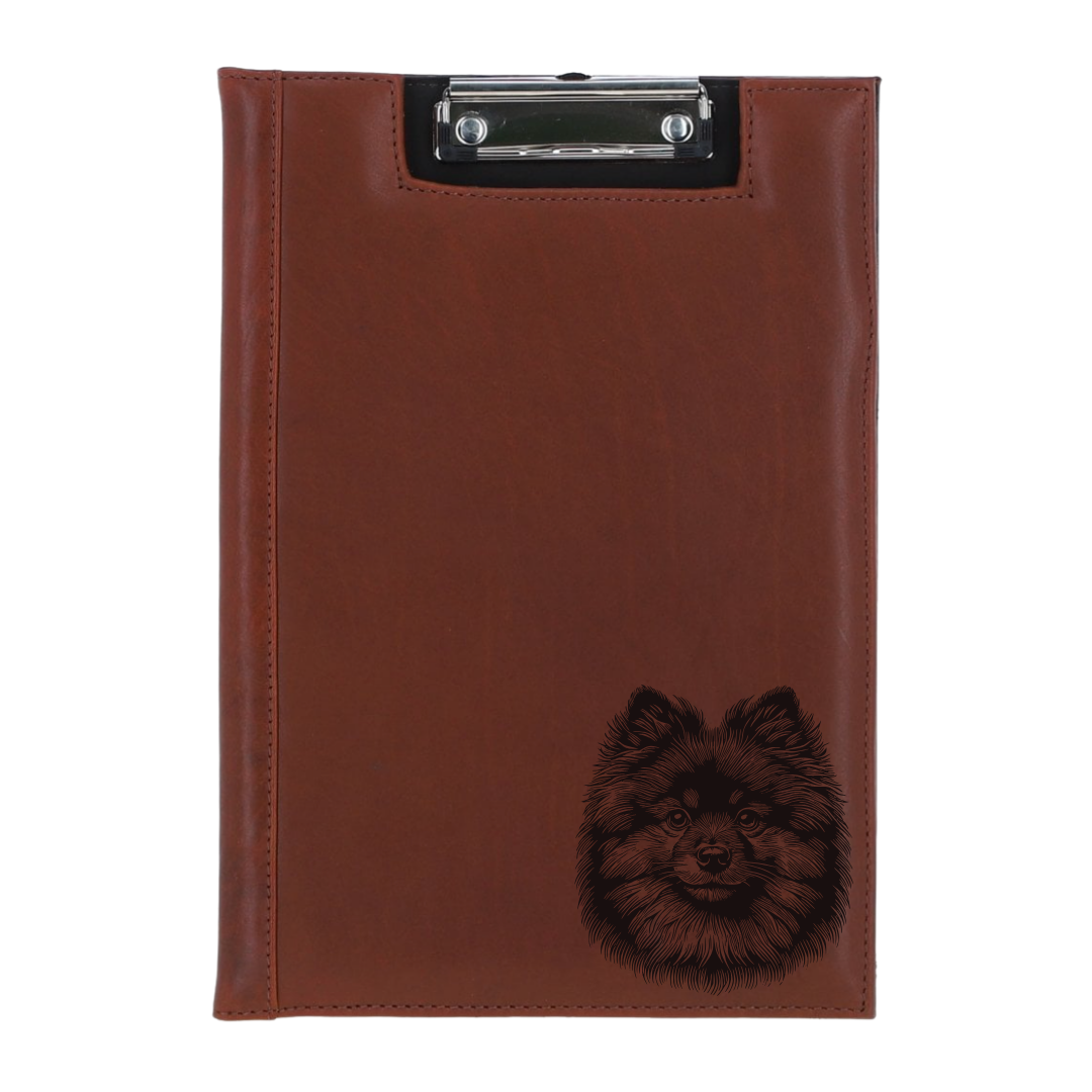 German Spitz Face Engraved Leather Clipboard