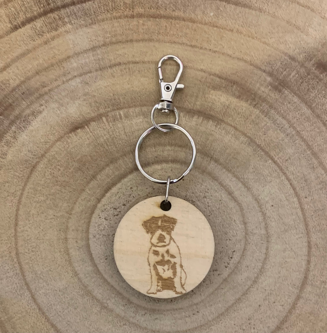 Jack Russell Terrier Wire Dog Engraved Wooden Keyring