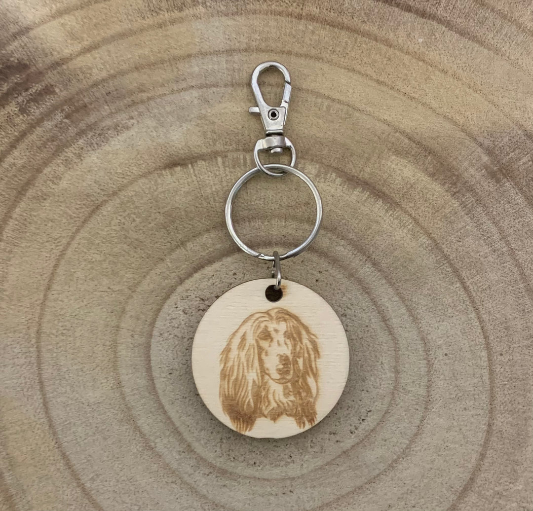 Afghan Hound Dog Engraved Wooden Keyring