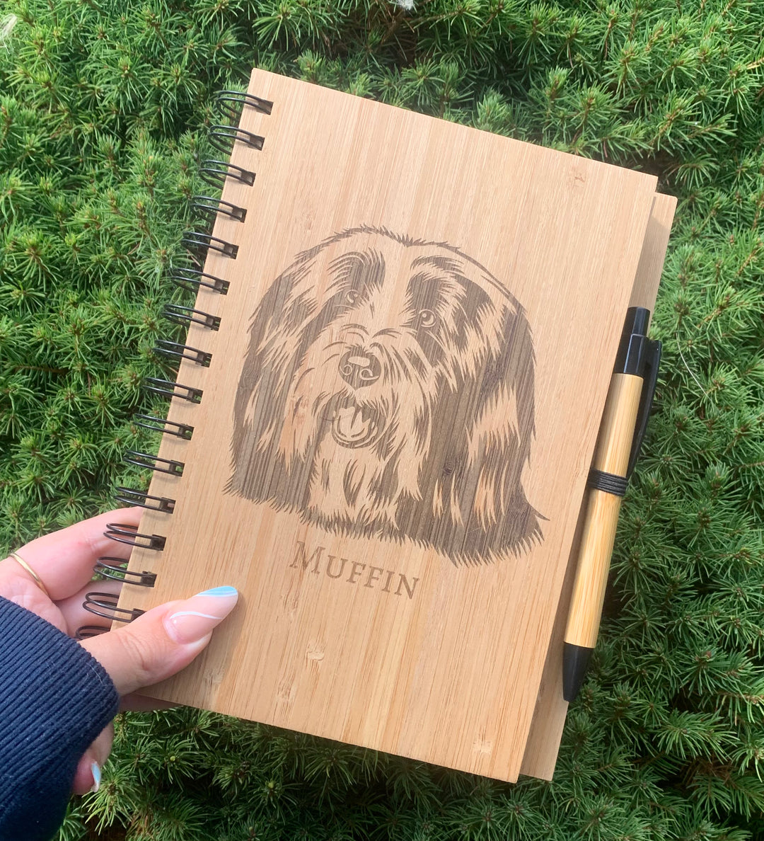 Custom Pet Portrait Engraved Illustration Engraved Notebook