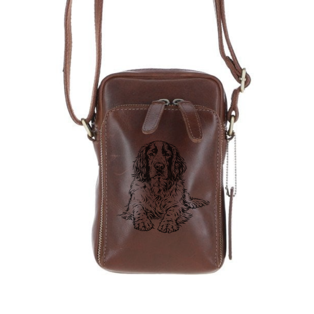 Personalised English Springer Spaniel LD Leather Compact Crossbody Bag