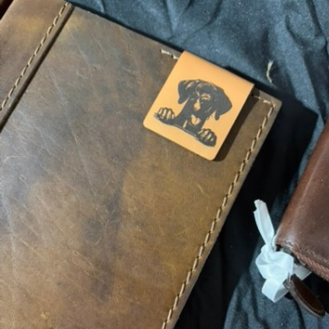 Engraved Genuine Leather Magnetic Bookmark