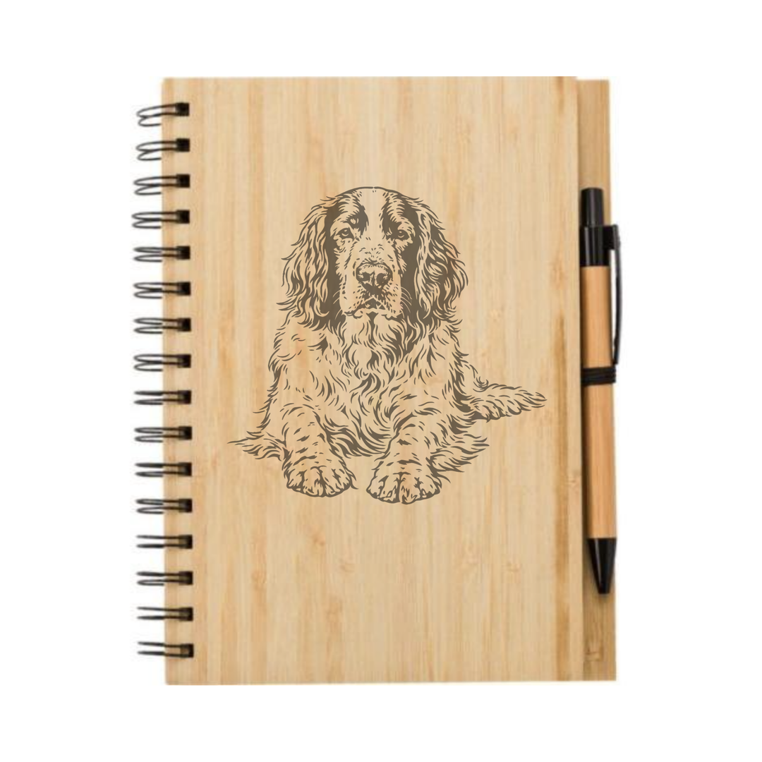 English Springer Spaniel Lying Down Illustration Engraved Notebook