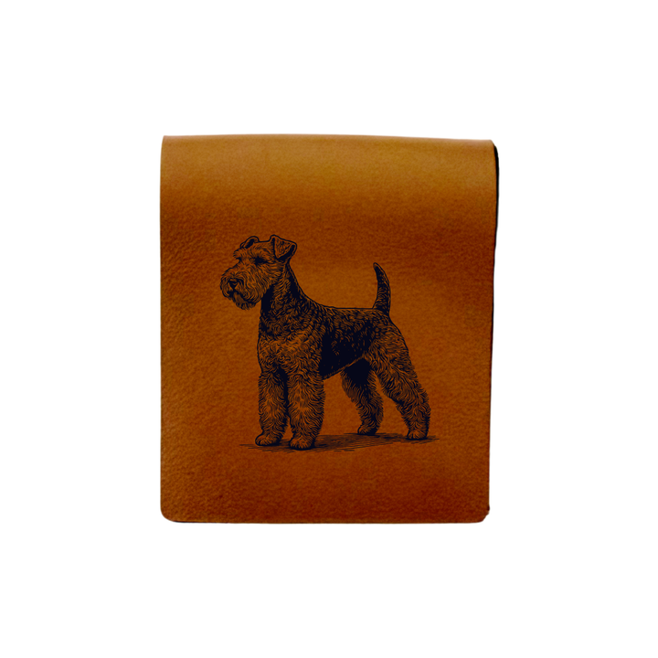 Lakeland Terrier Standing Engraved Genuine Leather Magnetic Bookmark