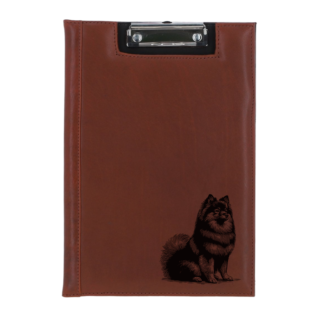 German Spitz Sitting Engraved Leather Clipboard