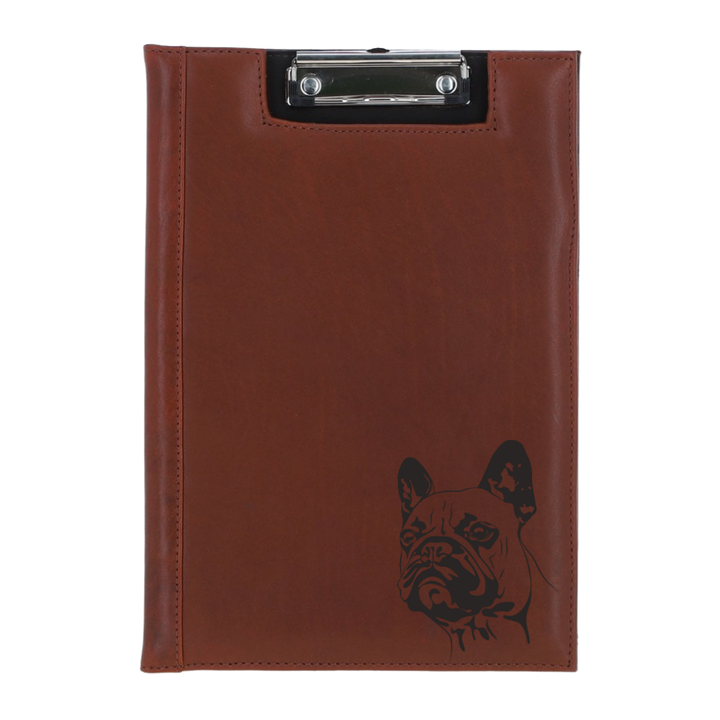 French Bulldog Face Engraved Leather Clipboard