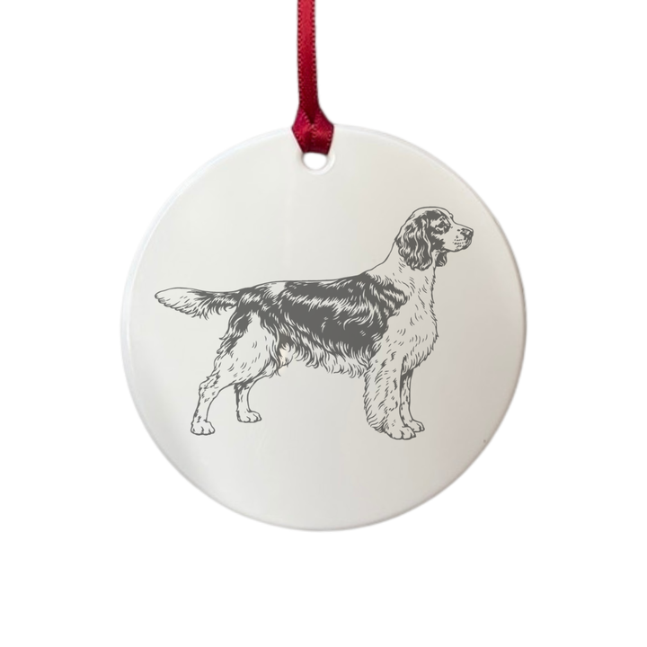 Personalised English Springer Spaniel Standing Engraved White Acrylic Decoration