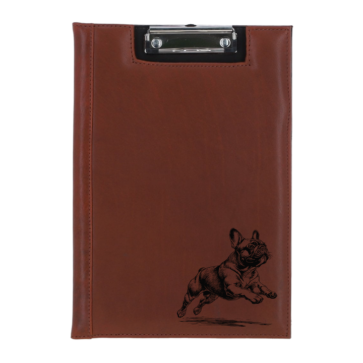 French Bulldog Running Engraved Leather Clipboard