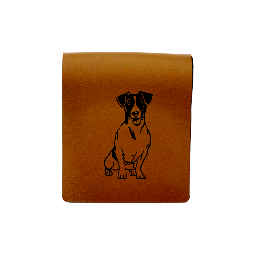 Smooth Jack Russell Terrier Engraved Genuine Leather Magnetic Bookmark
