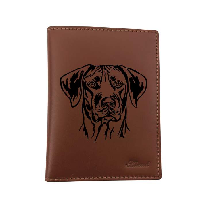 Rhodesian Ridgeback Face Engraved Leather Passport Cover