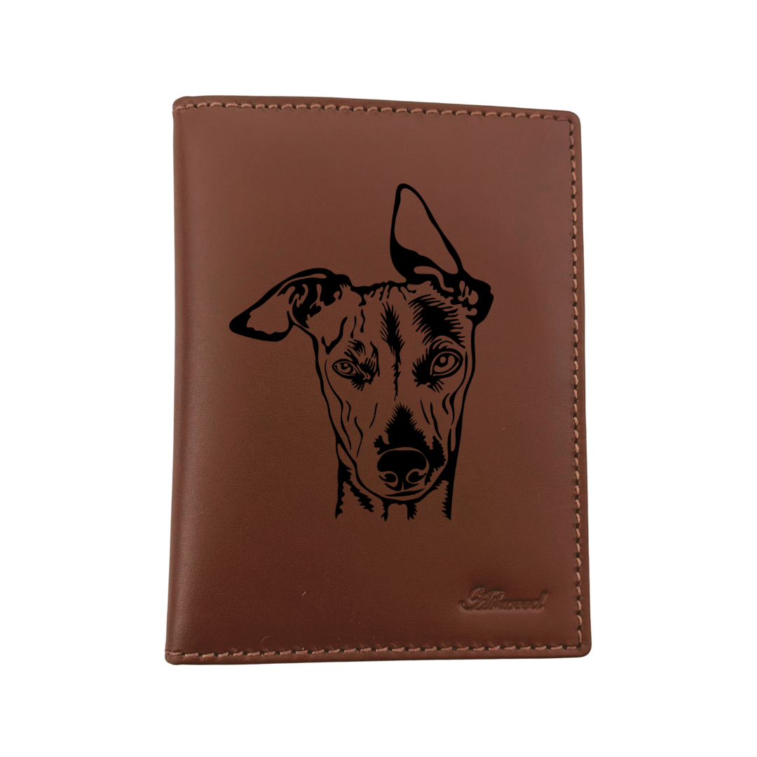 Whippet Engraved Leather Passport Cover
