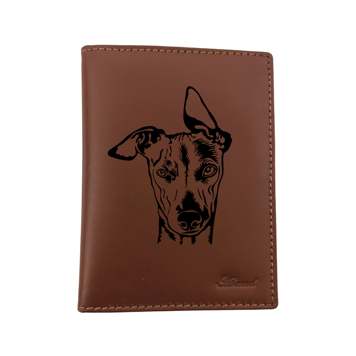 Whippet Engraved Leather Passport Cover