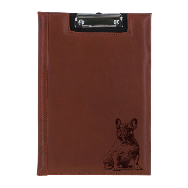 French Bulldog Sitting Engraved Leather Clipboard