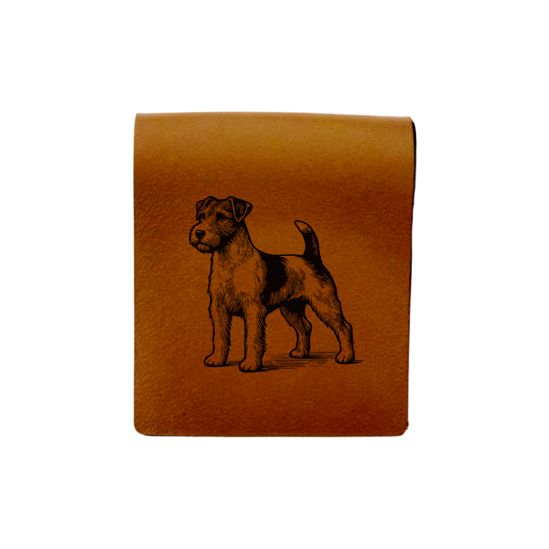 Jack Russell Terrier Standing Engraved Genuine Leather Magnetic Bookmark