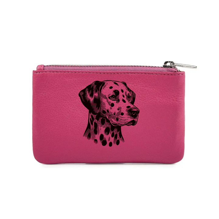 Dalmatian Face Engraved Genuine Leather Coin Purse (Multiple Colour Options)