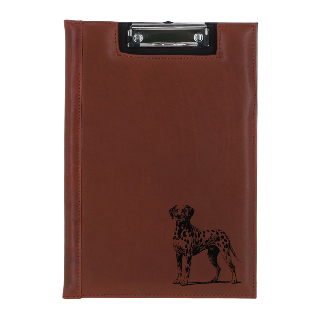 Dalmatian Standing Engraved Leather Clipboard