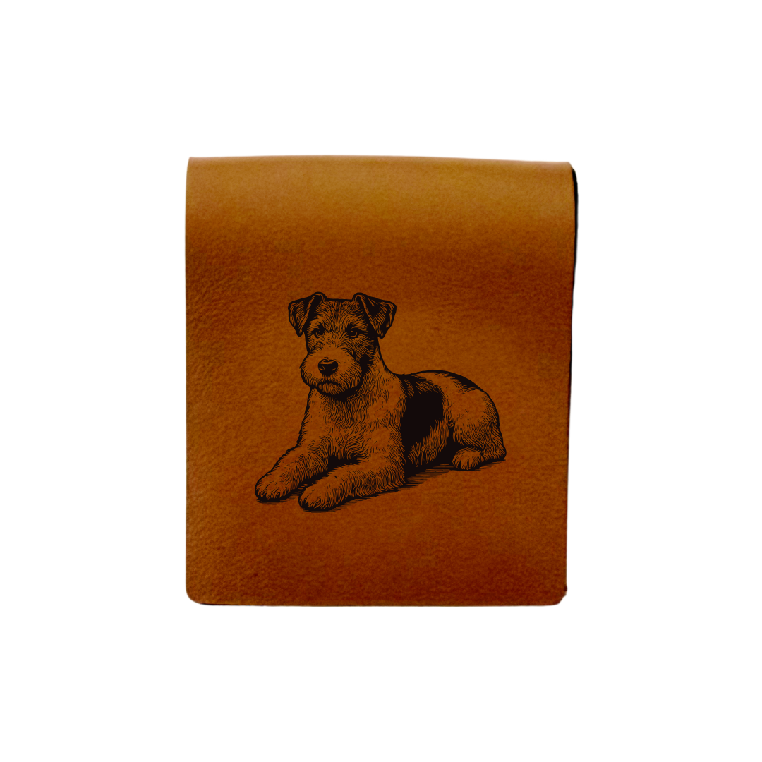 Jack Russell Terrier Lying Down Engraved Genuine Leather Magnetic Bookmark