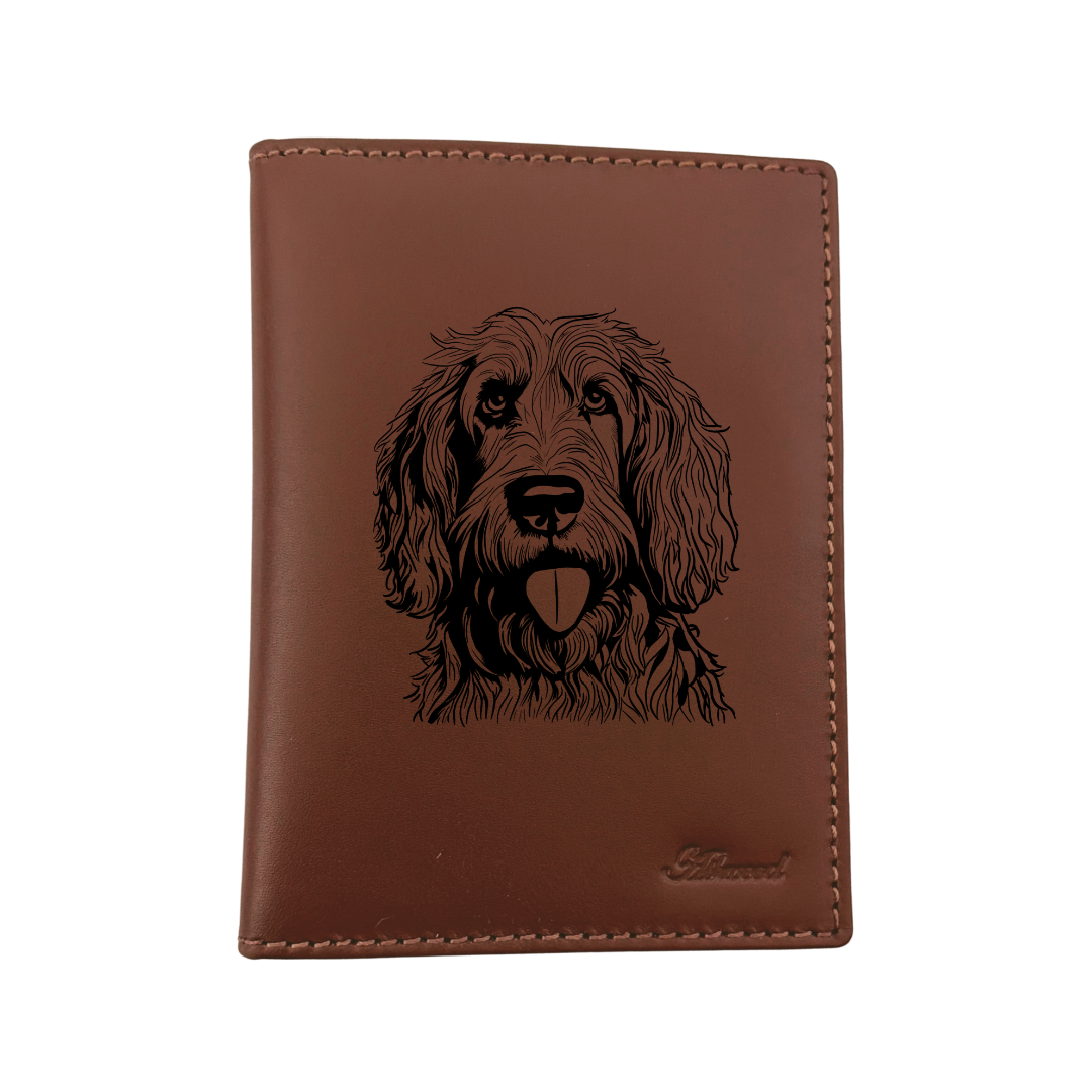 Otterhound Face Engraved Leather Passport Cover