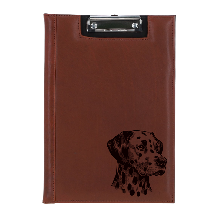 Dalmatian Face Engraved Leather Clipboard