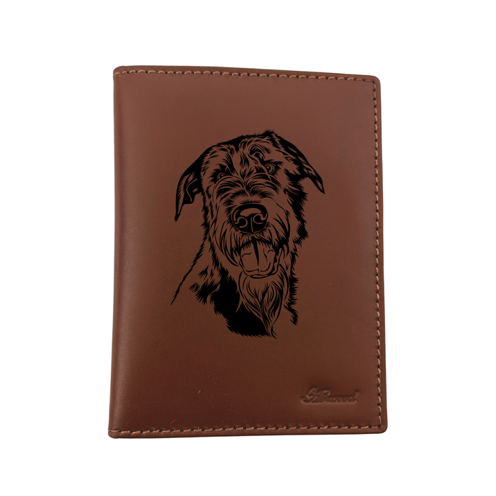 Irish Wolfhound Engraved Leather Passport Cover