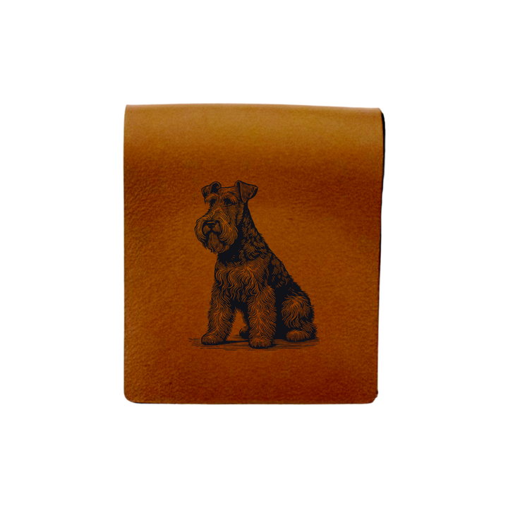 Irish Terrier Sitting Engraved Genuine Leather Magnetic Bookmark