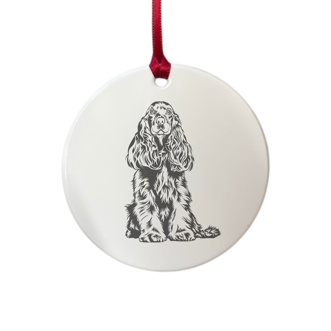 Personalised Cocker Spaniel Engraved White Acrylic Decoration