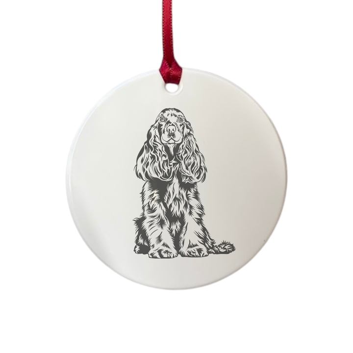 Personalised Cocker Spaniel Engraved White Acrylic Decoration