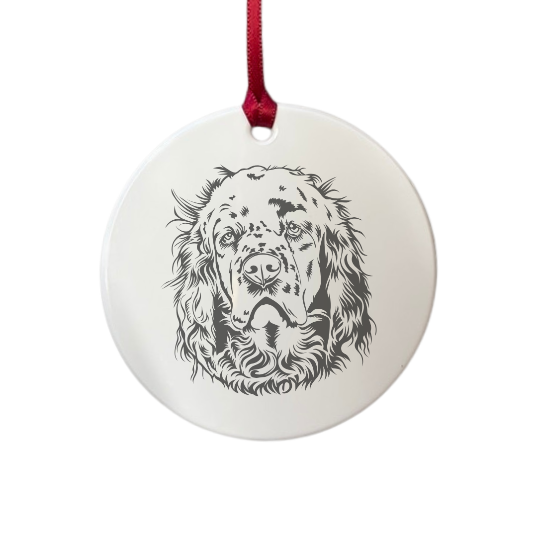 Personalised Clumber Spaniel Face Engraved White Acrylic Decoration