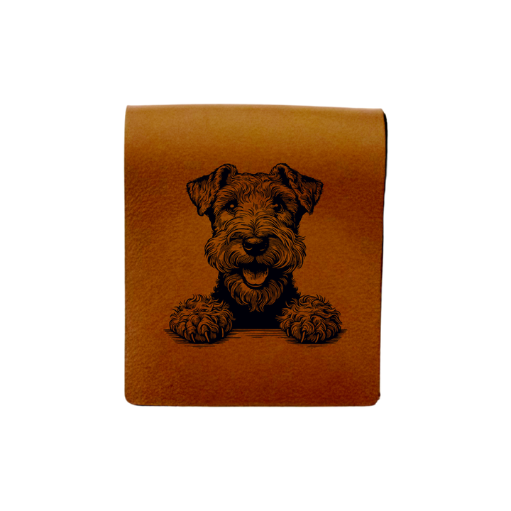Irish Terrier Paws Engraved Genuine Leather Magnetic Bookmark
