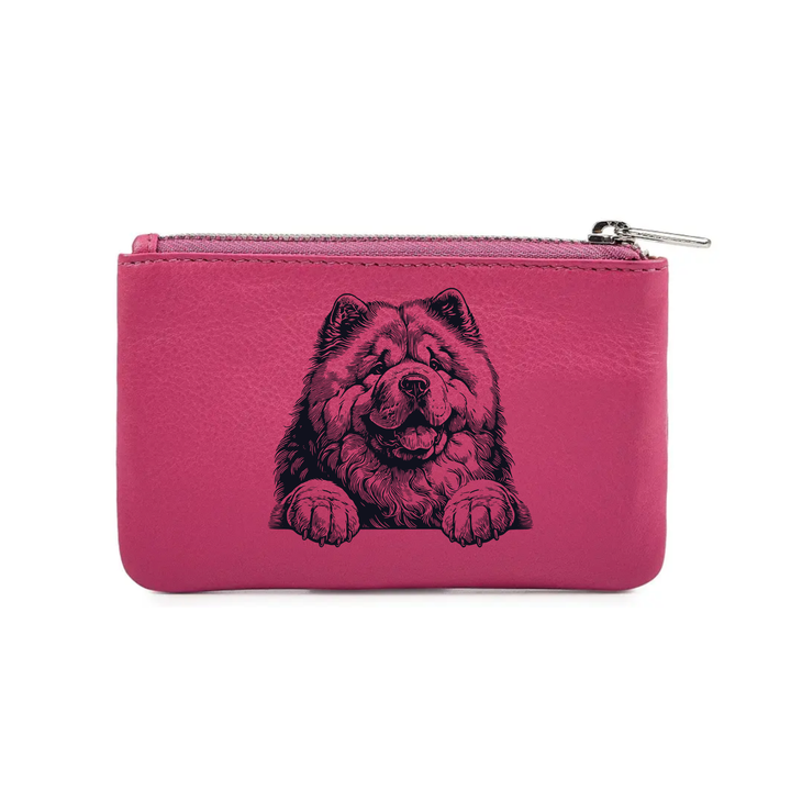 Chow Chow Face Engraved Genuine Leather Coin Purse (Multiple Colour Options)