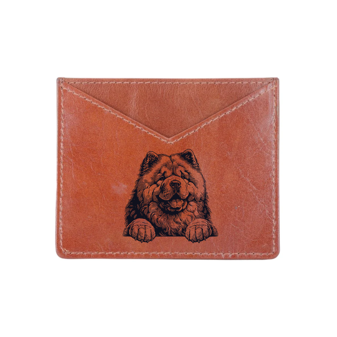 Chow Chow Paws Engraved Genuine Leather Cardholder