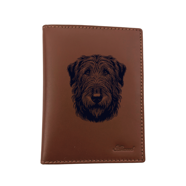 Irish Wolfhound Face Engraved Leather Passport Cover
