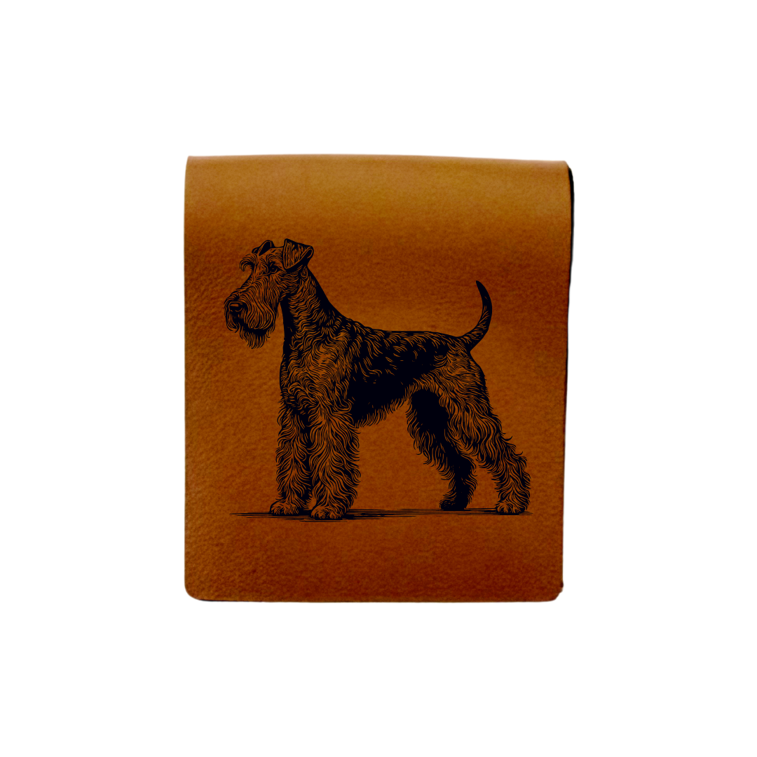Irish Terrier Standing Engraved Genuine Leather Magnetic Bookmark