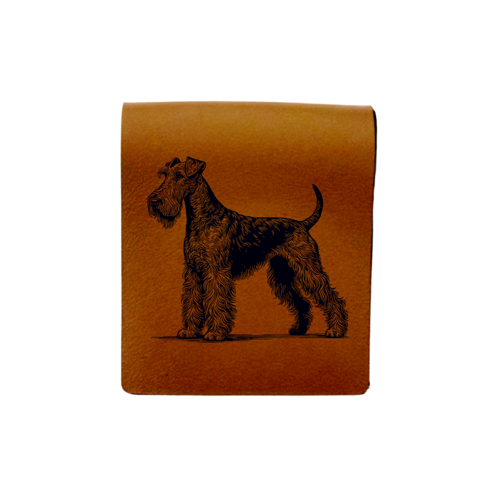 Irish Terrier Standing Engraved Genuine Leather Magnetic Bookmark