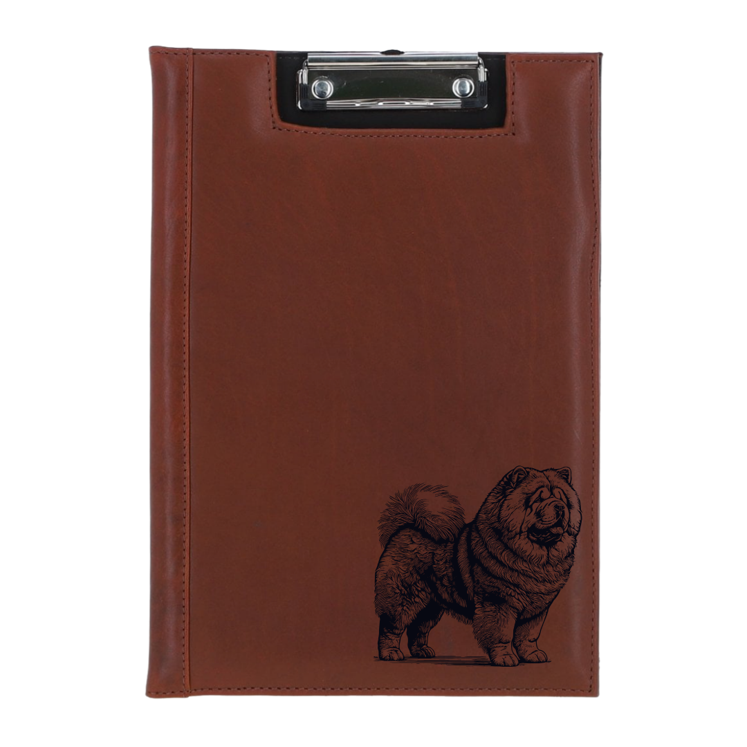 Chow Chow Standing Engraved Leather Clipboard