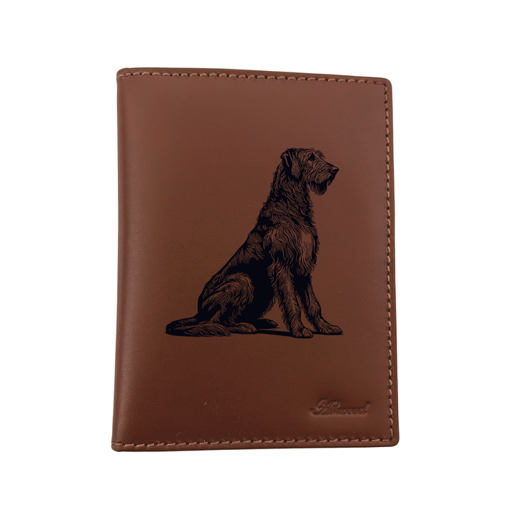 Irish Wolfhound Sitting Engraved Leather Passport Cover