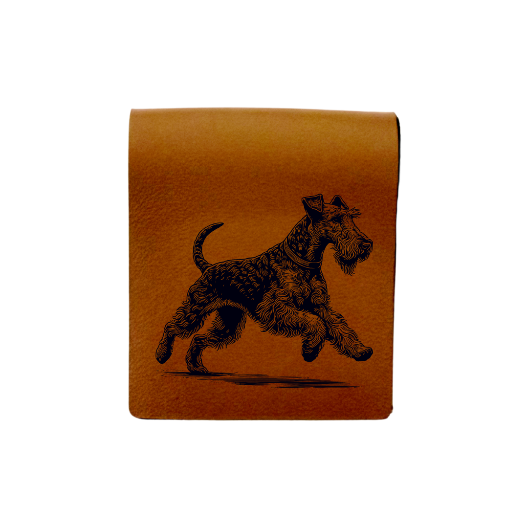 Irish Terrier Running Engraved Genuine Leather Magnetic Bookmark